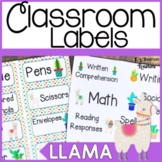 Llama Themed Classroom Labels