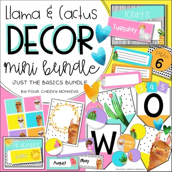Preview of Llama and Cactus Classroom Decor Theme // Mini Bundle