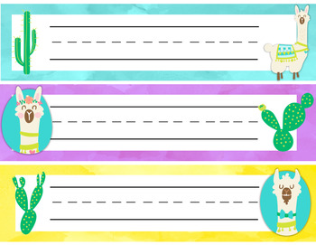 Llama and Cactus Editable Name Tags by Caffeinated in Third | TpT