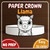 Llama farm animal Paper Crown Printable Headband Coloring 