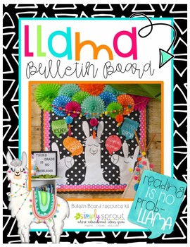 Preview of Llama themed bulletin board and resources for your reading corner