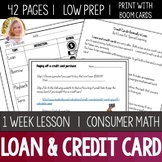 Loan and Credit Cards Lesson Unit Consumer Math Life Skill