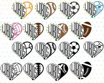 Lobos Sport Heart Svg Football Baseball Basketball Soccer School Spirit 989s