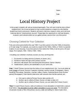 Preview of Local History Investigation - Focus on Primary Sources!