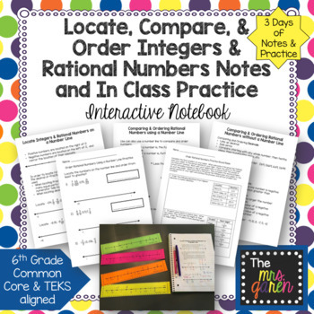 Preview of Locate, Compare, and Order Integers & Rational Numbers Notes and Practice