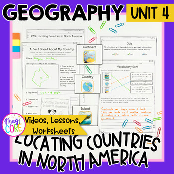 Preview of Geography Unit 4: Locating Countries in North America