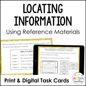 Preview of Using Reference Materials Task Cards with Digital Boom Cards