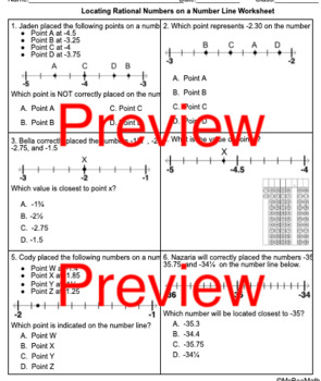 Preview of Locating Rational Numbers on a Number Line