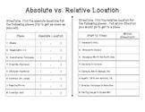 Location: Absolute vs. Relative Worksheet Set