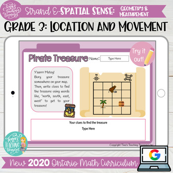 Preview of Location & Movement Grade 3 2020 Ontario Math DIGITAL Strand E Spatial Sense