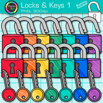 Preview of Lock & Key Clipart: Open Closed House Door Padlock Clip Art, Transparent PNG