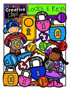 Preview of Lock and Key Kids {Creative Clips Digital Clipart}
