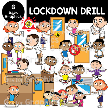 Preview of Lockdown, Active Shooter, Intruder Drill Clipart
