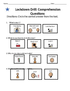 Preview of Lockdown Drill Comprehension Questions (n2y Library) (ULS)
