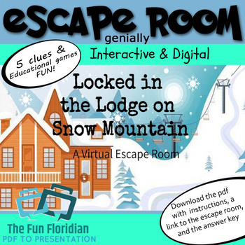 Preview of Locked in the Lodge on Snow Mountain| A Virtual Escape Room Genially