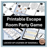 Locked up Legends of Baseball Printable Escape Room Party 