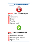 Locker Checklist Organizational Tool