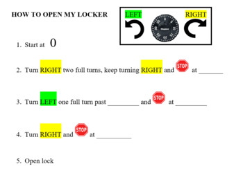 Preview of Locker Combination Lock Instructions