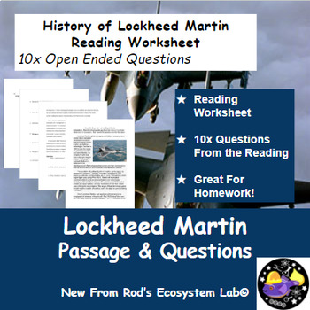 Preview of Lockheed Martin Scientific Innovation & History Reading Worksheet **Editable**