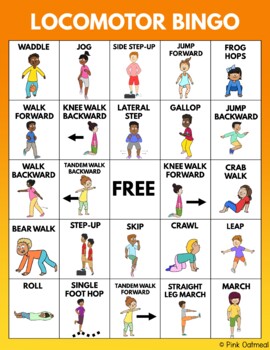 Locomotor Bingo by Pink Oatmeal -Movement for the Classroom | TPT