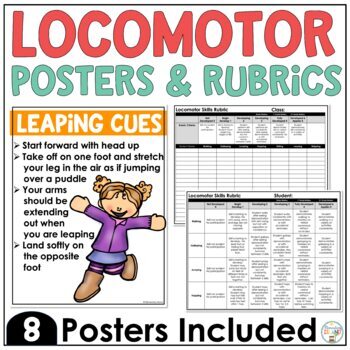 Preview of Locomotor Skills Cues Posters with Rubrics for Elementary Physical Education
