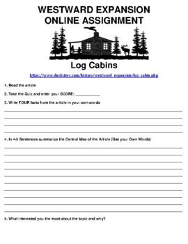 Preview of Log Cabins ONLINE ASSIGNMENT (PDF/GOOGLE CLASSROOM)