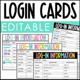 EDITABLE Login Cards - Student Login Information - Password Cards