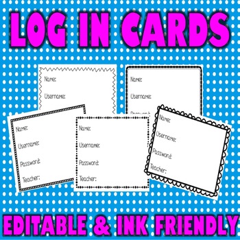 Preview of Log In Cards Template