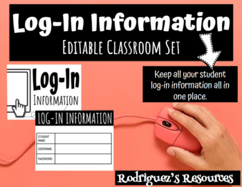 Preview of Log-In Information Cards - EDITABLE