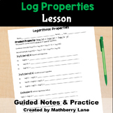 Log Properties Guided Notes Lesson Practice Exit Ticket