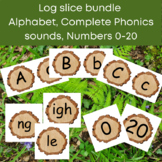 Log slice Alphabet, Phonics sounds, numbers 0-20