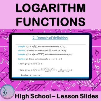 Preview of Logarithm Functions | High School Math PowerPoint Lesson Slides