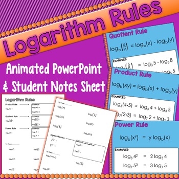 Preview of Logarithm Rules - PowerPoint & Student Sheet