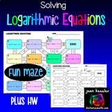 Logarithmic Equations Maze plus HW