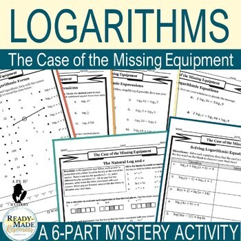 Preview of Logarithmic Expressions and Equations 6-Part Mystery Puzzle Activity
