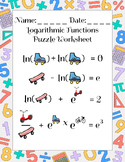 Logarithmic Functions Puzzle Worksheet