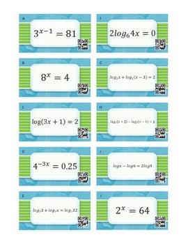 Preview of Logarithmic Functions Task Cards