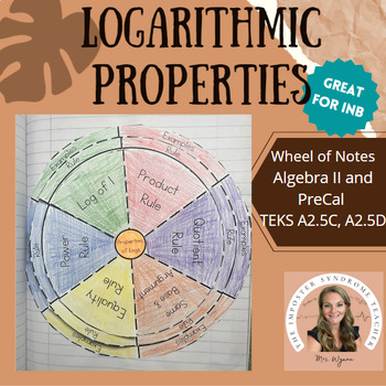 Preview of Logarithmic Properties Notes (Wheel Foldable) INB
