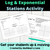 Logarithmic and Exponential Functions Stations - Graphing, Review, Practice Logs