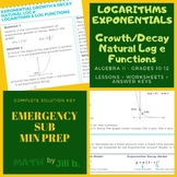 Logarithms & Exponentials Algebra 2 Lesson + Worksheet + A