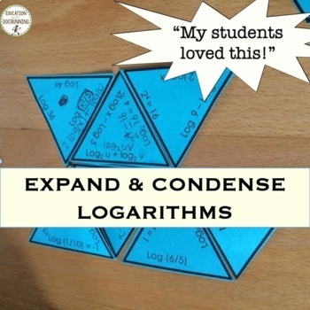 Logarithms activity Expanding and Condensing Logarithms Puzzle Distance ...