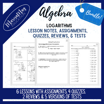 Preview of Logarithms Unit - 6 lessons w/reviews & tests