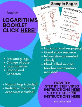 Preview of Logarithms (one page booklet!)