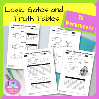 Preview of Logic Gates and Truth Tables Worksheet Bundle