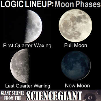 Logic LineUp: Phases of the Moon Puzzle (New, Full, Waxing, and Waning)