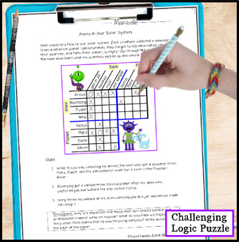 logic puzzle for 4th grade print or digital worksheets by