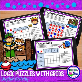 Preview of Logic Puzzle Brain Teasers with Grids - Paperless Digital Activity - Set TWO