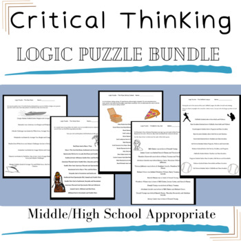 Preview of Logic Puzzle Bundle - 5 Listing Problem Solving Worksheets