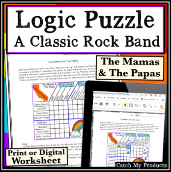 Preview of Logic Puzzle in Print or Google Documents Classic Rock