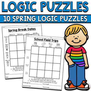 Preview of Spring Logic Puzzles 1st and 2nd Grade Brain Teasers